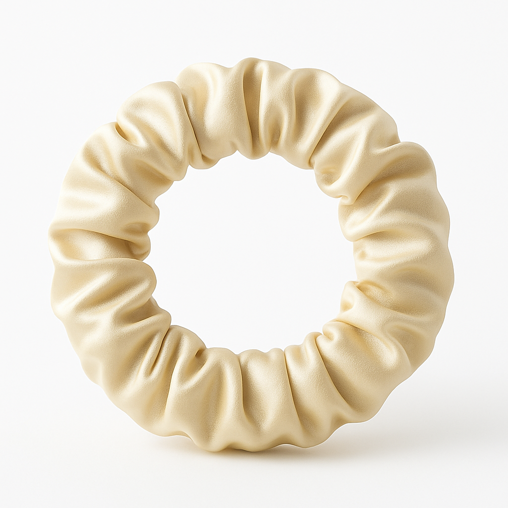 Jedwabne scrunchie 3,5 cm 22 momme, gumka do włosów z jedwabiu morwowego, kolor szampański